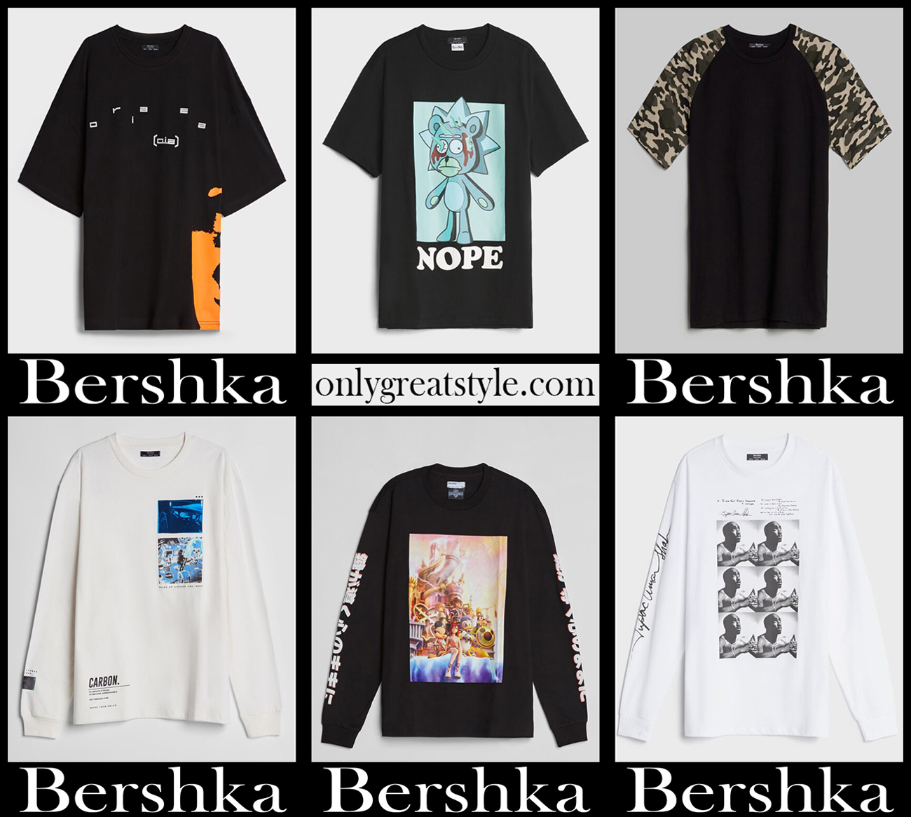 Bershka t-shirts 2021 new arrivals men's clothing